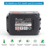 TenMore 18V 6.0ah BL1860 Replacement Battery with LED Indicator Compatible with Makita 18V BL1830B BL1860B BL1840B BL1815 LXT-400,2-Pack