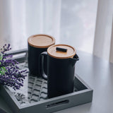 Ceramic French Press Coffee Maker/Coffee Plunger/Coffee Press (24 oz.) with Grounds Canister | Non-Porous Stoneware | Complimentary Measuring & Stirring Spoons