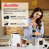 Portable Coffee Maker, Compatible K-Cup and Ground Coffee, Barsetto Tripresso CA, Fast Extraction System Coffee Machine with Stainless Steel Insulation Cup for Travel Hiking and Picnic, Manually Operated from Piston Action