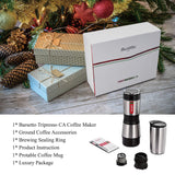 Portable Coffee Maker, Compatible K-Cup and Ground Coffee, Barsetto Tripresso CA, Fast Extraction System Coffee Machine with Stainless Steel Insulation Cup for Travel Hiking and Picnic, Manually Operated from Piston Action