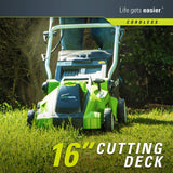 GreenWorks 25322 Lawn Mower, 16in Battery Included (Renewed)