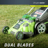 Greenworks 20-Inch 40V Twin Force Cordless Lawn Mower, 4.0 AH & 2.0 AH Batteries Included 25302 (Renewed)
