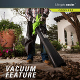 Greenworks 40V 185 MPH Variable Speed Cordless Blower Vacuum, 4.0 AH Battery Included 24322