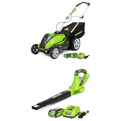 Greenworks 19-Inch 40V Cordless Lawn Mower with 40V 150 MPH Variable Speed Cordless Blower 2.0 AH Battery Included 24252