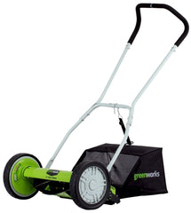 Greenworks 16-Inch Reel Lawn Mower with Grass Catcher 25052 (Renewed)