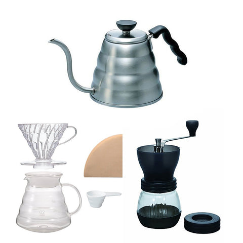 Hario V60 Kettle, Brewer Set & Coffee Mill - Three Products All Sold Together