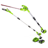 Greenworks 8 Inch 40V Cordless Pole Saw with Hedge Trimmer Attachment 2.0 AH Battery Included PSPH40B210