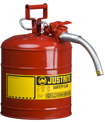 Justrite 7250130 Galvanized Steel, AccuFlow Type II Red Safety Can with 1