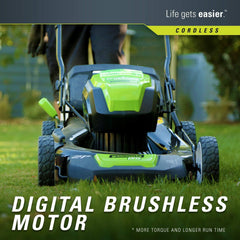 Greenworks PRO 21-Inch 80V Cordless Lawn Mower, Two 2.0AH Batteries Included GLM801601 (Renewed)