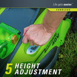 GreenWorks 25322 Lawn Mower, 16in Battery Included (Renewed)