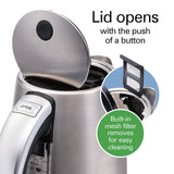 Hamilton Beach 41028 Professional Electric Kettle with Digital Controls, 6 Preset Temperatures, LCD Screen, 1500 Watts, Silver